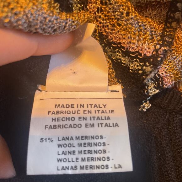 Missoni Mini Dress Striped Zig Zag Knit Long Sleeve 36 0 Wool Viscose Tie Neck - Picture 5 of 7